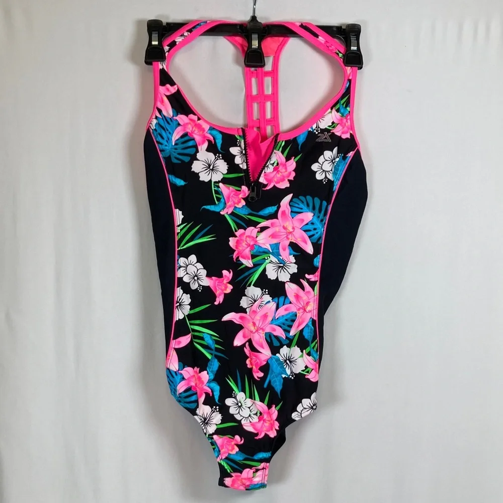 ZeroXposur Tropical Bloom Kids One Piece Swimsuit Sz L (14.5/16.5)